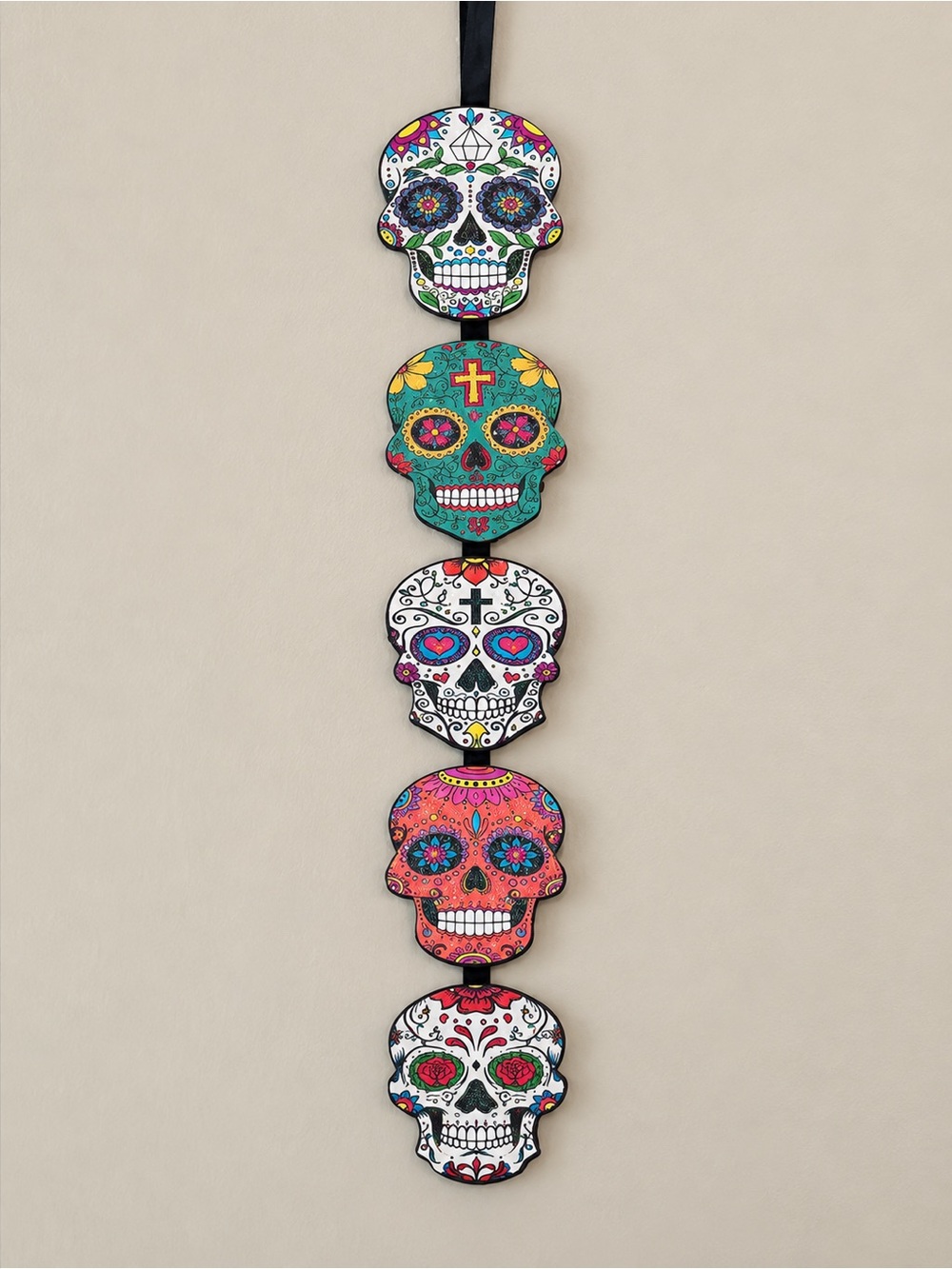 Día de los Muertos Day of the Dead 5 Calavera Sugar Skulls Wall Hanging 21”